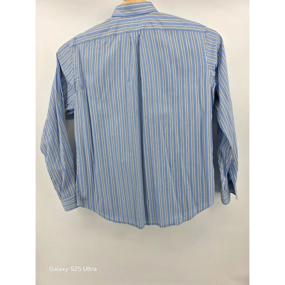 Ralph Lauren Mens Classic Fit Striped Button Down Shirt Blue‎ White Large